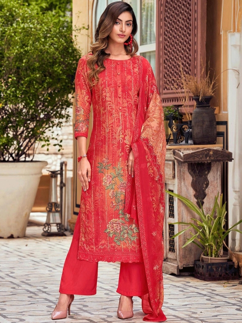 

ODETTE Red Embroidered Unstitched Dress Material