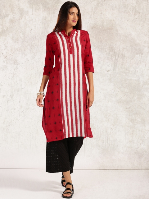 

Anouk Women Red & White Patterned Straight Kurta