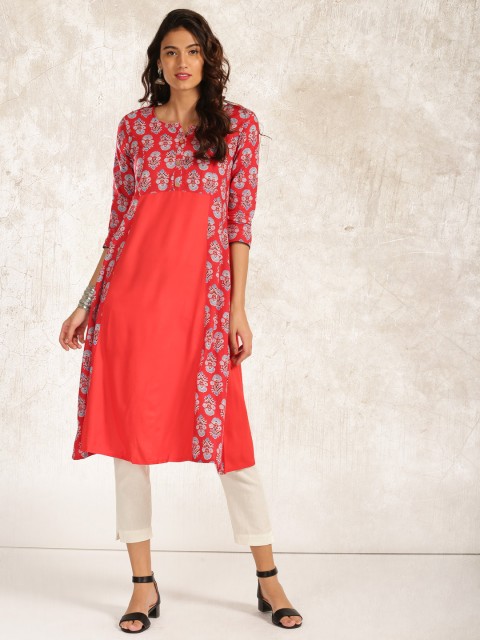 

Anouk Women Red Printed A-Line Kurta