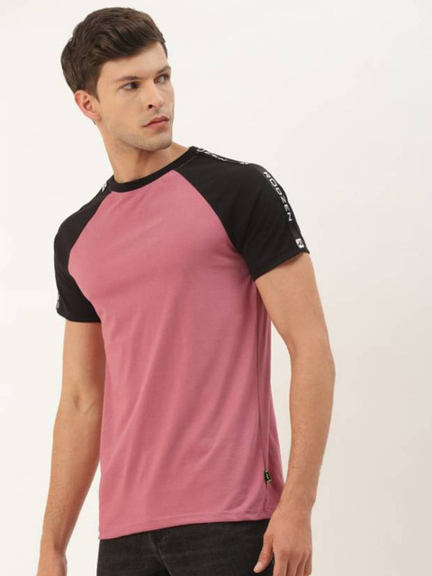 

Rodzen Men Rose Colourblocked Pure Cotton T-shirt