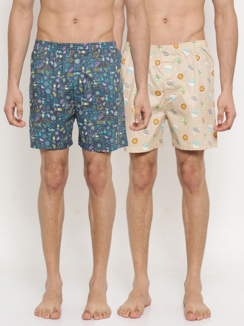 

Nature Casuals Pack of 2 Printed Boxers 0717N09952168XL, Navy blue