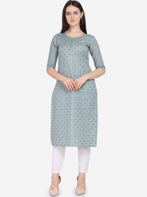 

Hinayat Fashion Women Grey Ethnic Motifs Printed Cotton Kurta