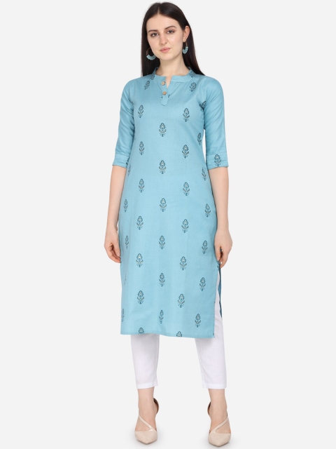 

Hinayat Fashion Women Blue Floral Printed Kurta