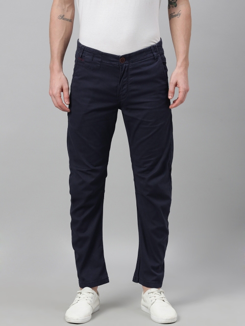 

Solly Jeans Co. Men Navy Blue Smart Slim Fit Solid Regular Trousers