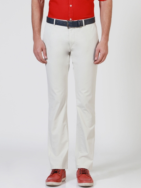 

Allen Solly Men Off-White Smart Slim Fit Self Design Regular Trousers