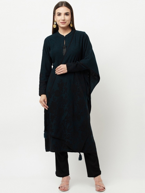 

Knitstudio Women Teal Kurta with Trousers & With Dupatta