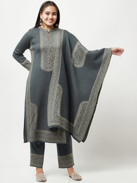 

Knitstudio Women Grey Kurta with Trousers & With Dupatta