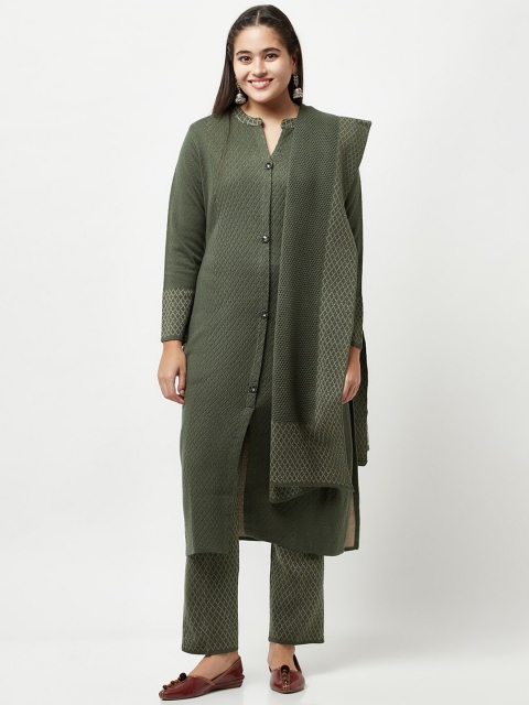 

Knitstudio Women Green Kurta with Trousers & With Dupatta