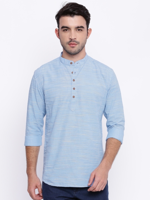 

British Club Men Blue Striped Straight Kurta