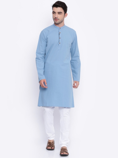 

British Club Men Blue Striped Straight Kurta