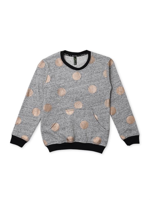 

earth conscious Girls Grey Pure Cotton Printed Sweatshirt
