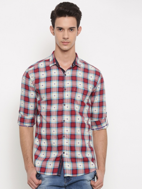 

Nature Casuals Men Red & Beige Slim Fit Checked Casual Shirt