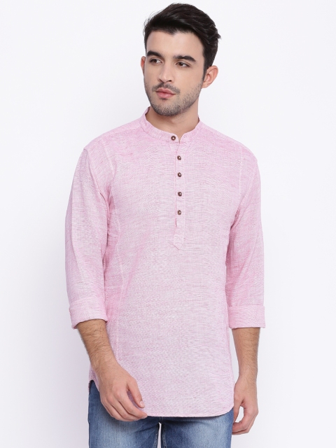 

British Club Men Pink Solid Straight Kurta