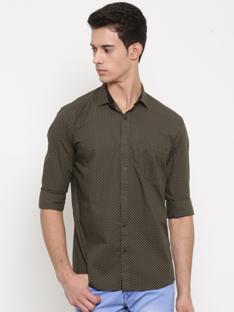 

Nature Casuals Men Olive Green Slim Fit Printed Casual Shirt