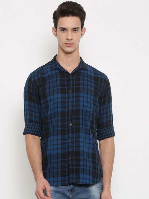 

Nature Casuals Men Blue & Black Slim Fit Checked Casual Shirt