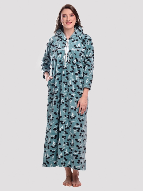 

CIERGE Women Green Printed Maxi Nightdress