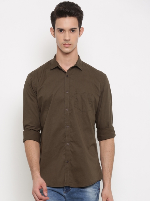 

Nature Casuals Men Olive Green Slim Fit Solid Casual Shirt