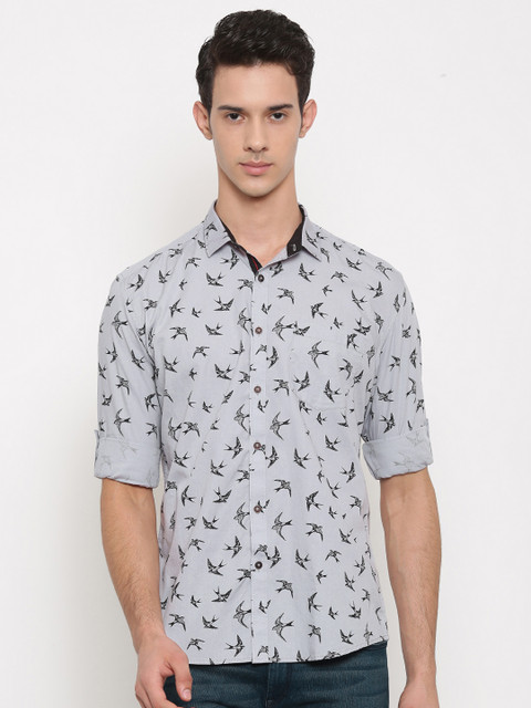 

Nature Casuals Men Grey Slim Fit Printed Casual Shirt