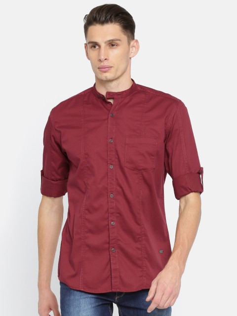 

Nature Casuals Men Red Slim Fit Solid Casual Shirt