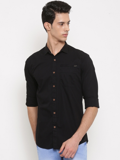 

Nature Casuals Men Black Slim Fit Solid Casual Shirt