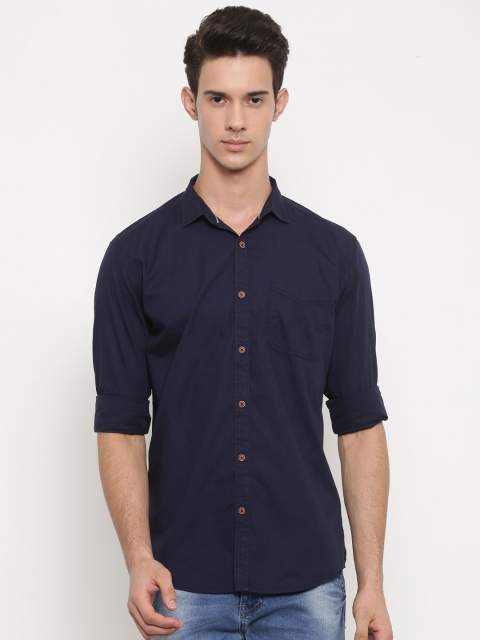 

Nature Casuals Men Navy Blue Slim Fit Solid Casual Shirt