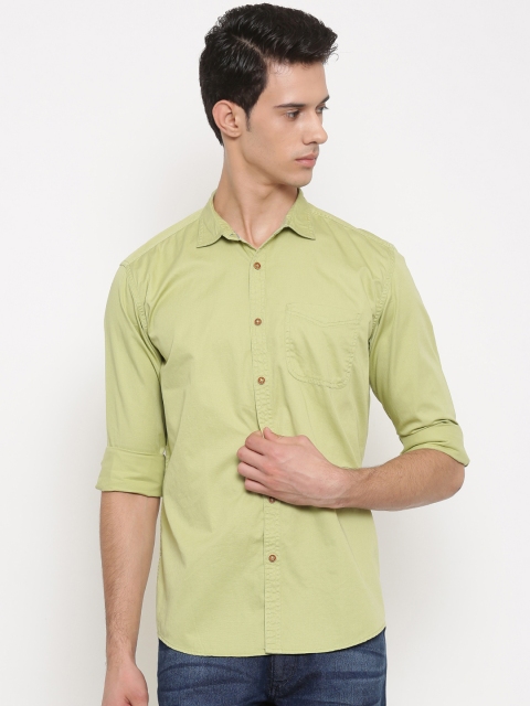 

Nature Casuals Men Green Slim Fit Solid Casual Shirt