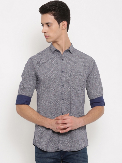 

Nature Casuals Men Navy Slim Fit Printed Casual Shirt, Navy blue