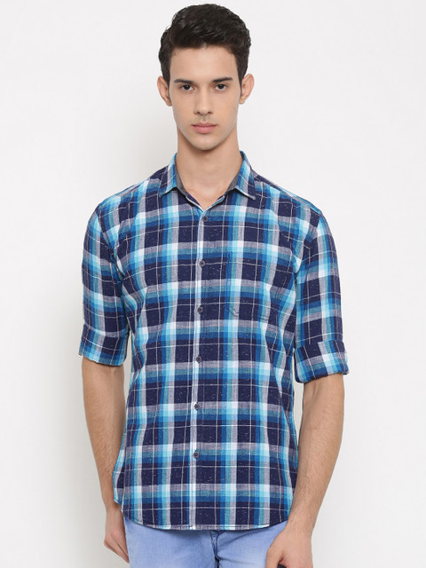 

Nature Casuals Men Blue Slim Fit Checked Casual Shirt