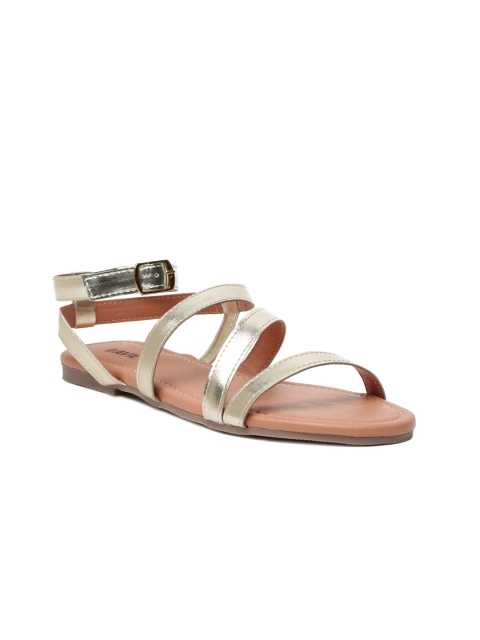 

Lavie Women Gold-Toned Solid Open Toe Flats