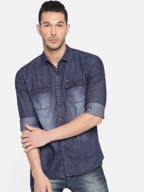 

Nature Casuals Men Blue Slim Fit Faded Casual Denim Shirt