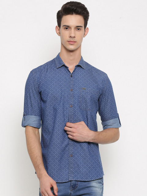 

Nature Casuals Men Blue Slim Fit Printed Casual Shirt