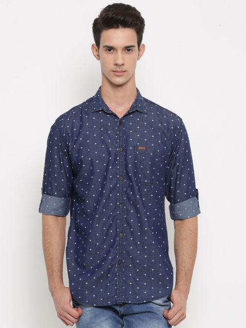 

Nature Casuals Men Navy Slim Fit Printed Casual Shirt, Navy blue