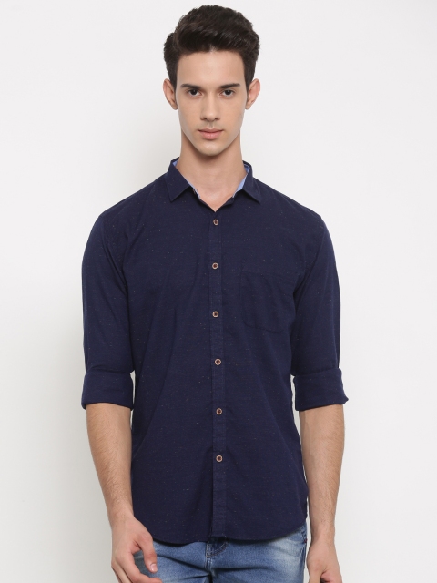 

Nature Casuals Men Navy Slim Fit Solid Casual Shirt, Navy blue
