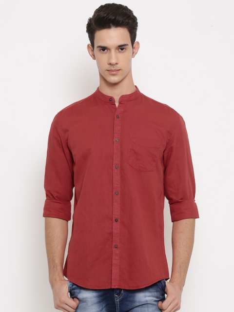 

Nature Casuals Men Red Slim Fit Solid Casual Shirt