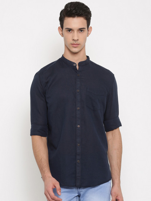 

Nature Casuals Men Navy Slim Fit Solid Casual Shirt, Navy blue