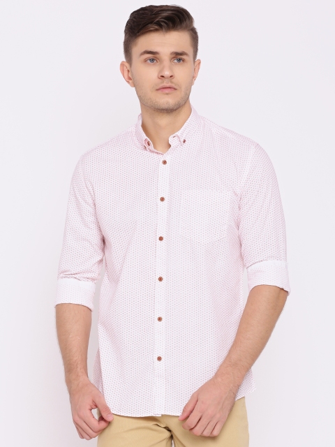 

British Club Men White & Red Slim Fit Printed Casual Shirt