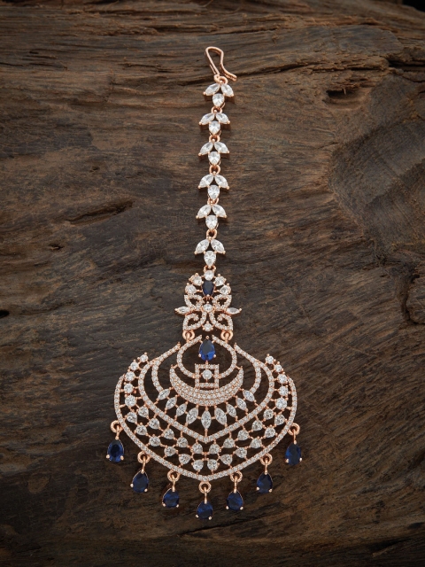 

Kushal's Fashion Jewellery Women Rose Gold-Plated Blue Stone-Studded Maang Tikka