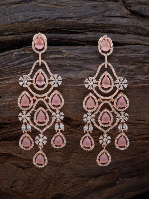 

Kushal's Fashion Jewellery Rose-Gold Plated Pink Contemporary Drop Earrings
