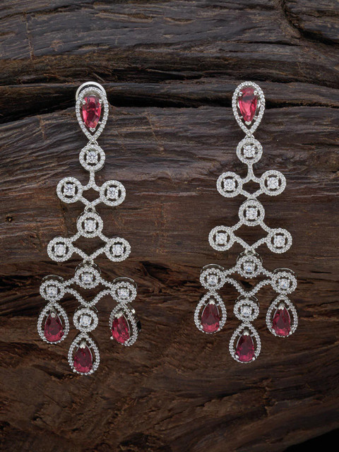 

Kushal's Fashion Jewellery Pink & Rhodium Plated Contemporary Drop Earrings
