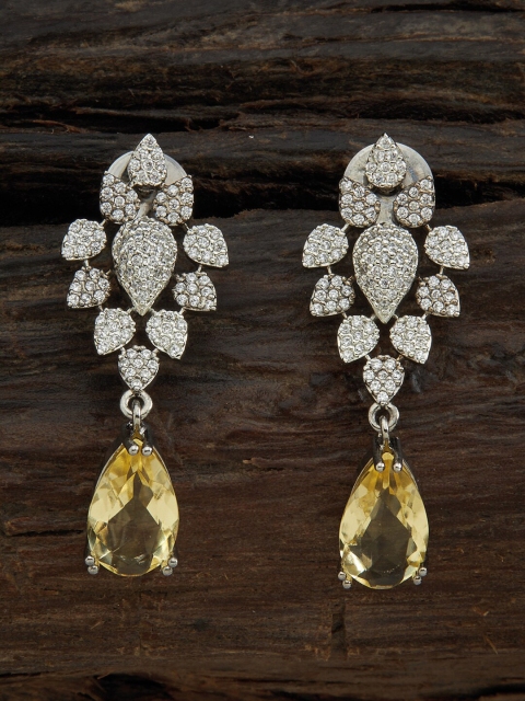 

Kushal's Fashion Jewellery Women Yellow Leaf Shaped Drop Earrings