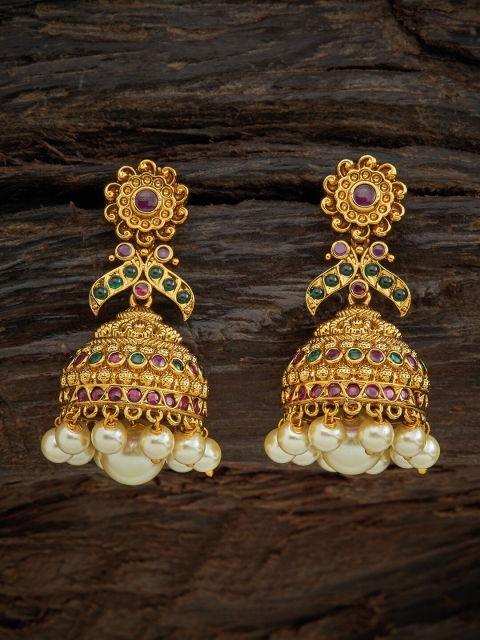 

Kushal's Fashion Jewellery Red Classic Jhumkas Earrings