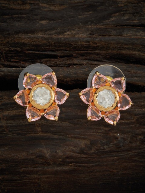 

Kushal's Fashion Jewellery Women Gold Plated Pink Floral Studs Earrings