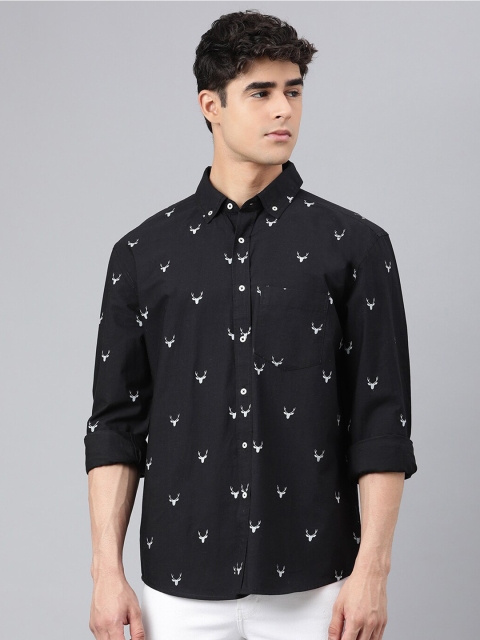

I Know Men Black Printed Casual Shirt