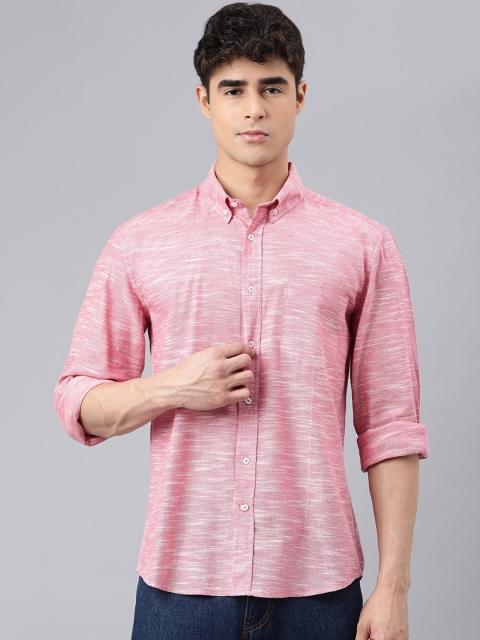 

I Know Men Pink Self Design Casual Cotton Shirt