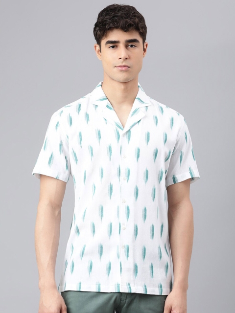 

I Know Men White Printed Casual Cotton Shirt