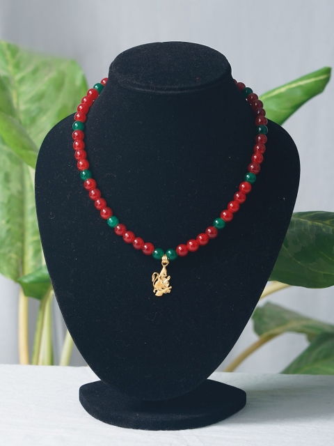 

Unnati Silks Women Red & Green Amravati Pearls Necklace With Pendent