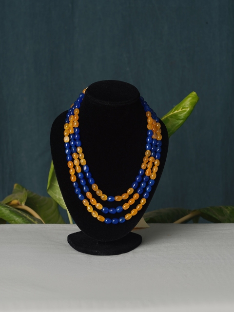 

Unnati Silks Women Yellow & Blue Layered Necklace