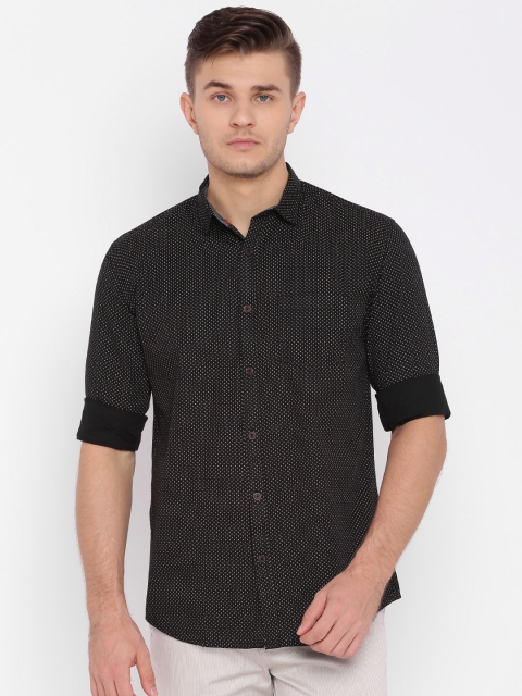 

British Club Men Black Slim Fit Printed Casual Shirt