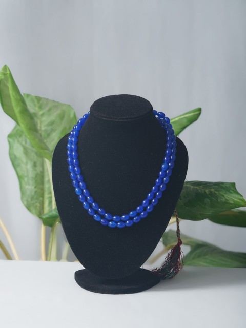 

Unnati Silks Blue Gold-Plated Amravati Round Beads Layered Necklace