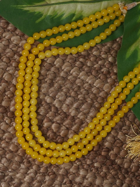 

Unnati Silks Women Beaded Layered Necklace, Yellow